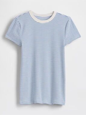 NWT GAP Light Blue Striped Modern Crewneck Tee - L TALL
